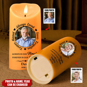 Custom Photo Always In Our Thoughts - Memorial Personalized LED Candle