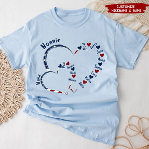 4th Of July Mom Grandma Heart Grandkids Personalized T-shirt