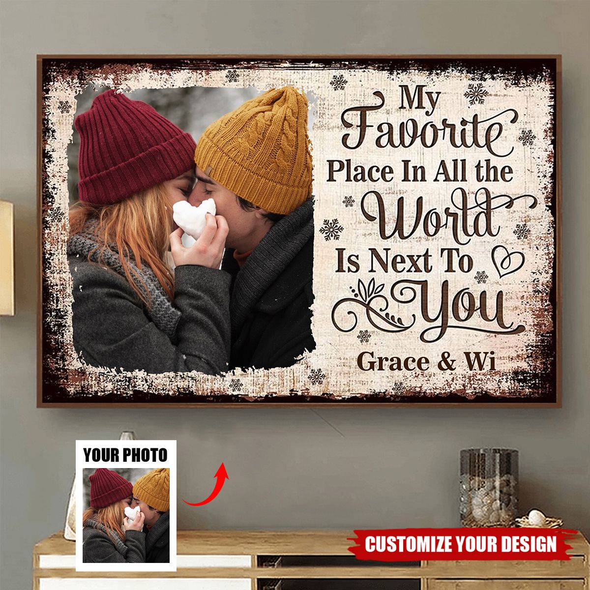 My Favorite Place Vintage Personalized Couple Poster