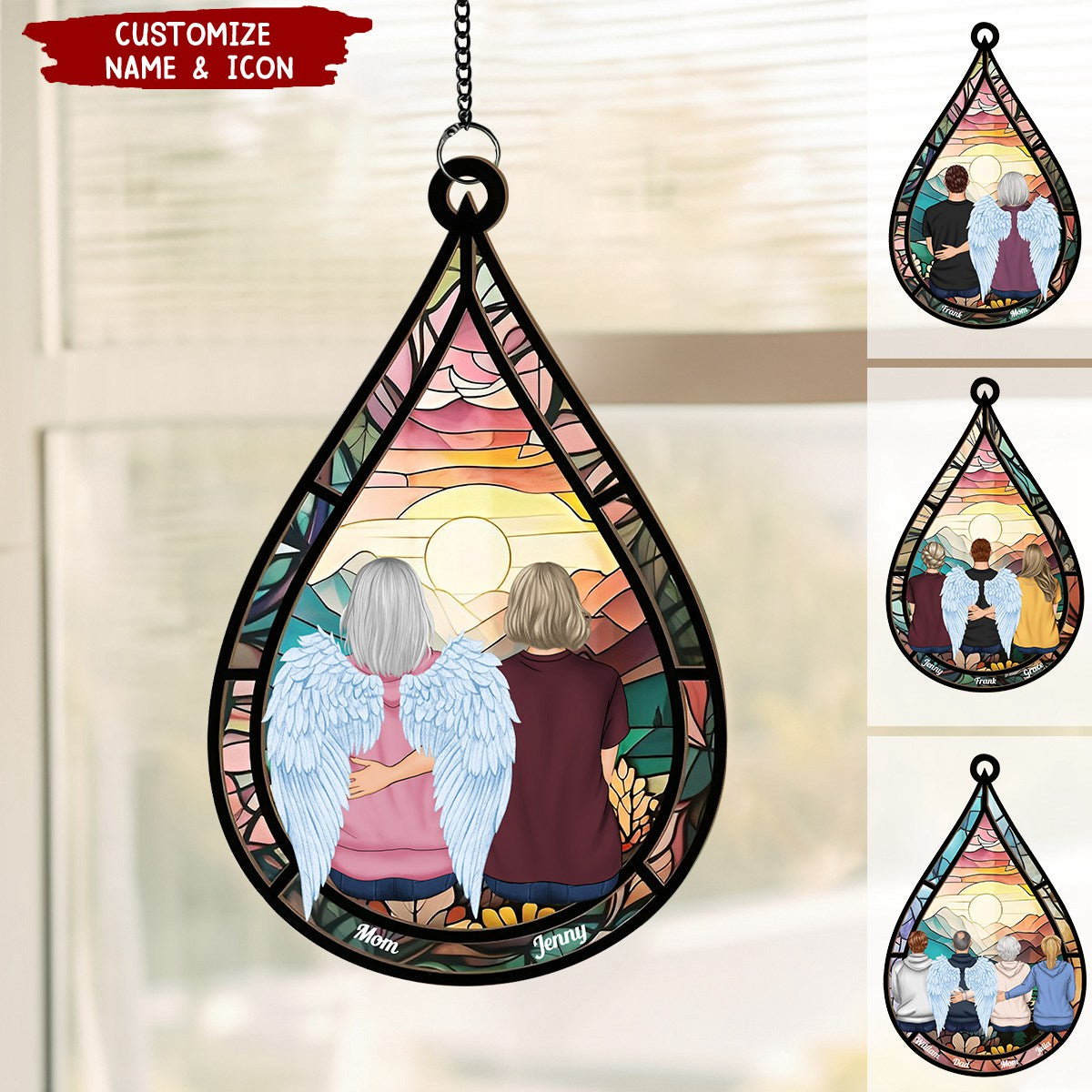 Memorial Teardrop - Personalized Window Hanging Suncatcher Ornament