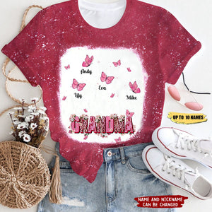 Pinky Mama Auntie Mom Nana Butterfly Kids Personalized 3D T-Shirt