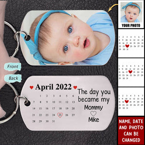 The Day You Became My Mommy/ Daddy Custom Photo Stainless Steel Keychain