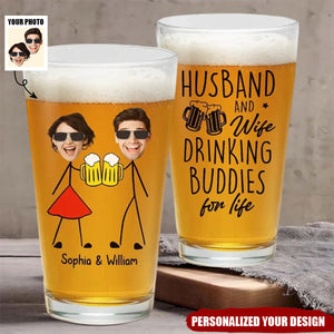 Custom Photo I Enjoy The Moments We Drink Together - Couple Personalized Custom Beer Glass - Gift For Husband Wife, Anniversary