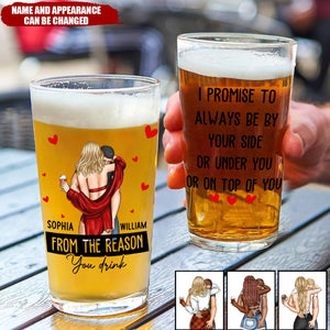 I Promise To Always Be By Your Side Anniversary Gift For Men - Personalized Beer Glass