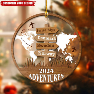 Personalized Travel Adventure Ornament, Christmas Gift for Travelers