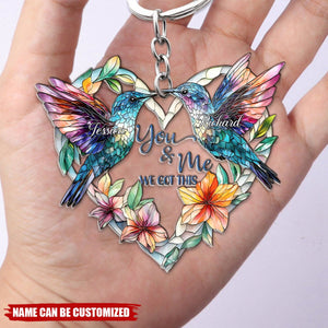 You & Me We Got This Hummingbird Couple Personalized Keychain