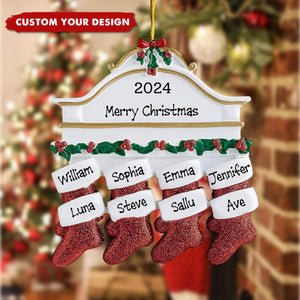 Resin Christmas Socks Family Nameplate Personalized Christmas Ornament