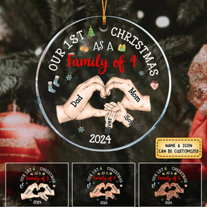 Baby's First Christmas As A Family New Member - Personalized Acrylic Circle Ornament