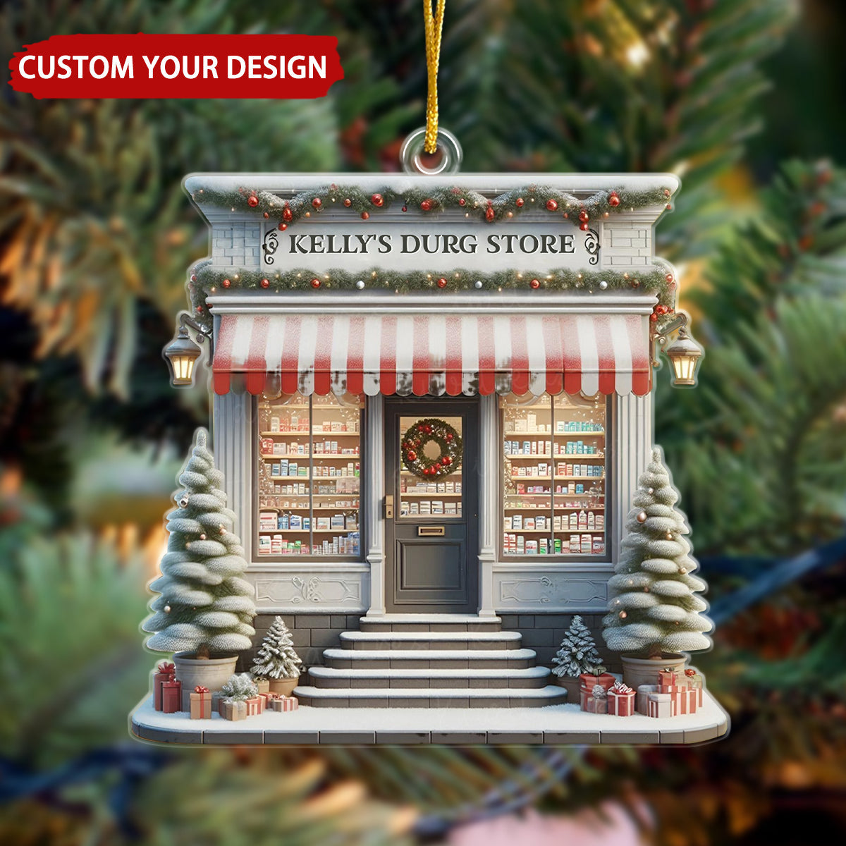 Drug Store Personalized Christmas Ornament, Gift For Pharmacist