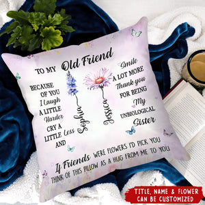 To My Friend Birth Flowers Personalized Pillow