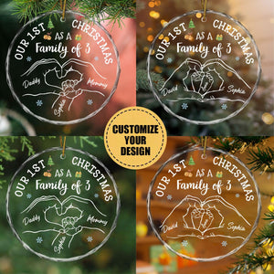 Personalized Baby's First Christmas As A Family Circle Glass Ornament