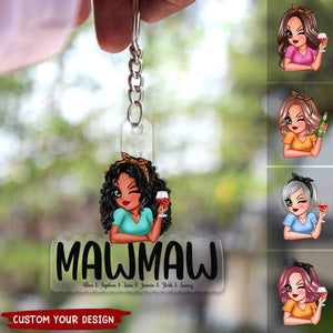 Grandma With Grandkids Names Personalized Acrylic Keychain