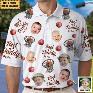 Best Daddy By Par - Personalized Photo Basketball Polo Shirt