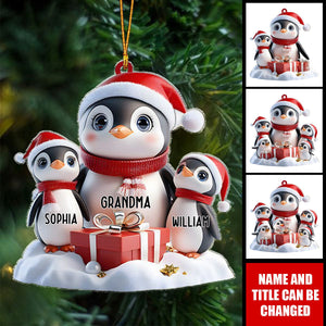 Cute Penguin Ornament – Personalized Grandma Mama Christmas Shaped Ornament