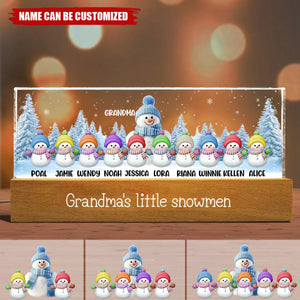 Grandma Grandkids Snowman Personalized Acrylic Block LED Night Light, Christmas Gift for Grandma