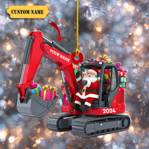 Personalized Excavator Christmas Ornament, Gift For Excavator Lovers, Construction Worker Christmas Tree Ornament