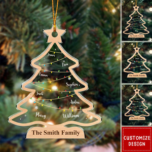 Happy Family Happy Life - Family Personalized Custom Acrylic Ornament - Christmas Gift For Family Members