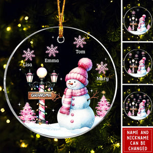 Personalized Grandma Snowman Acrylic Circle Ornament