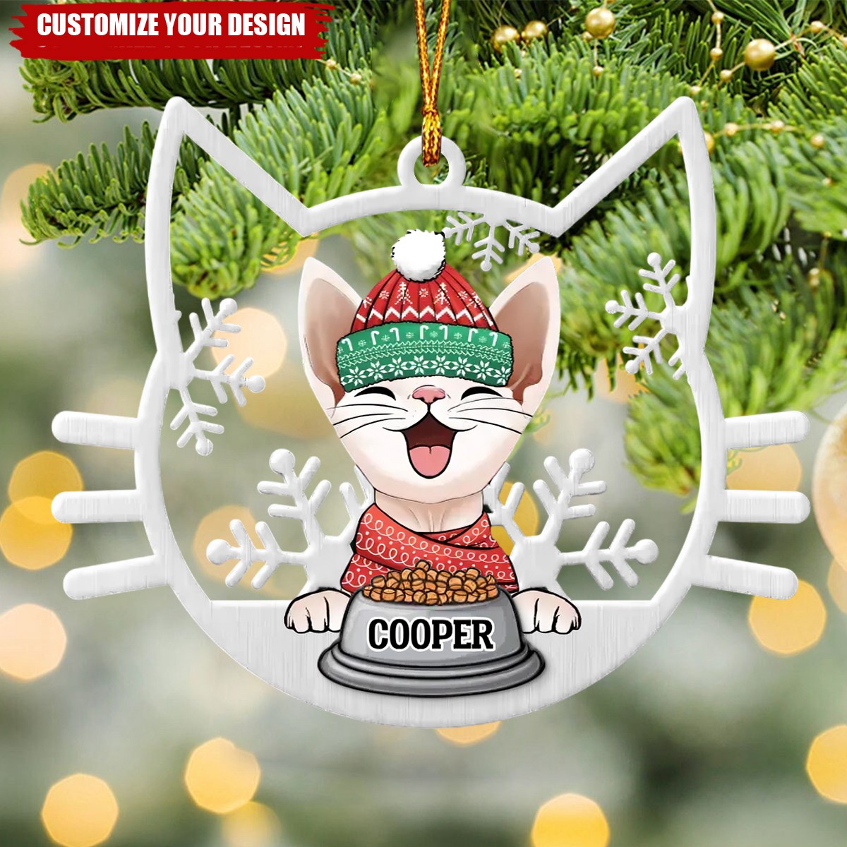 Cute Cat On Christmas Day - Cat Personalized Ornament