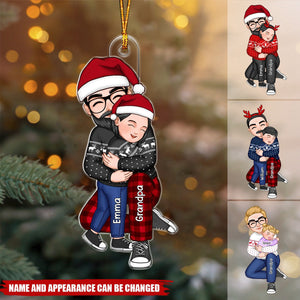 Cute Grandpa Hugging GrandKid Christmas Gift For Granddaughter Grandson Personalized Acrylic Ornament