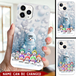 Christmas Blue Vibe Snowman Grandma Mom Colorful Kids Personalized Phone Case