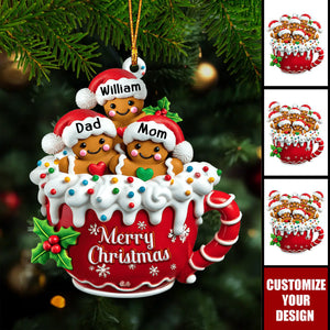 Merry Christmas - Personalized Gingerbread Family Ornament