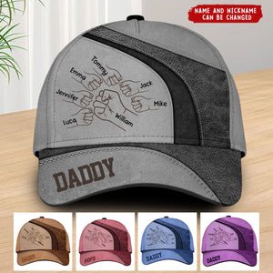 Grandpa Papa Daddy Fist Bump Fathers Day Family Personalized Cap