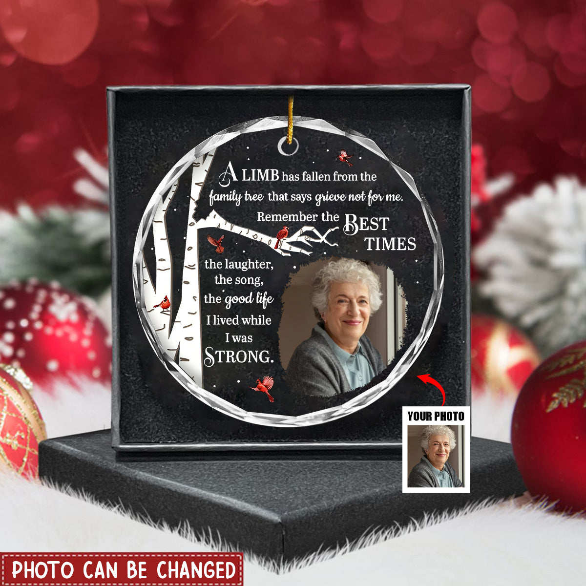 Custom Photo Memorial A Limb Has Fallen - Personalized Circle Glass Ornament