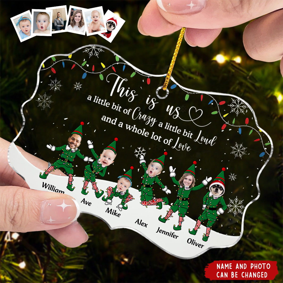 This Is Us Funny Elf Family - Personalized Acrylic Photo Ornament