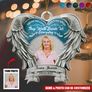 Angel Heart Wings Memorial Always On My Mind - Personalized Photo Ornament