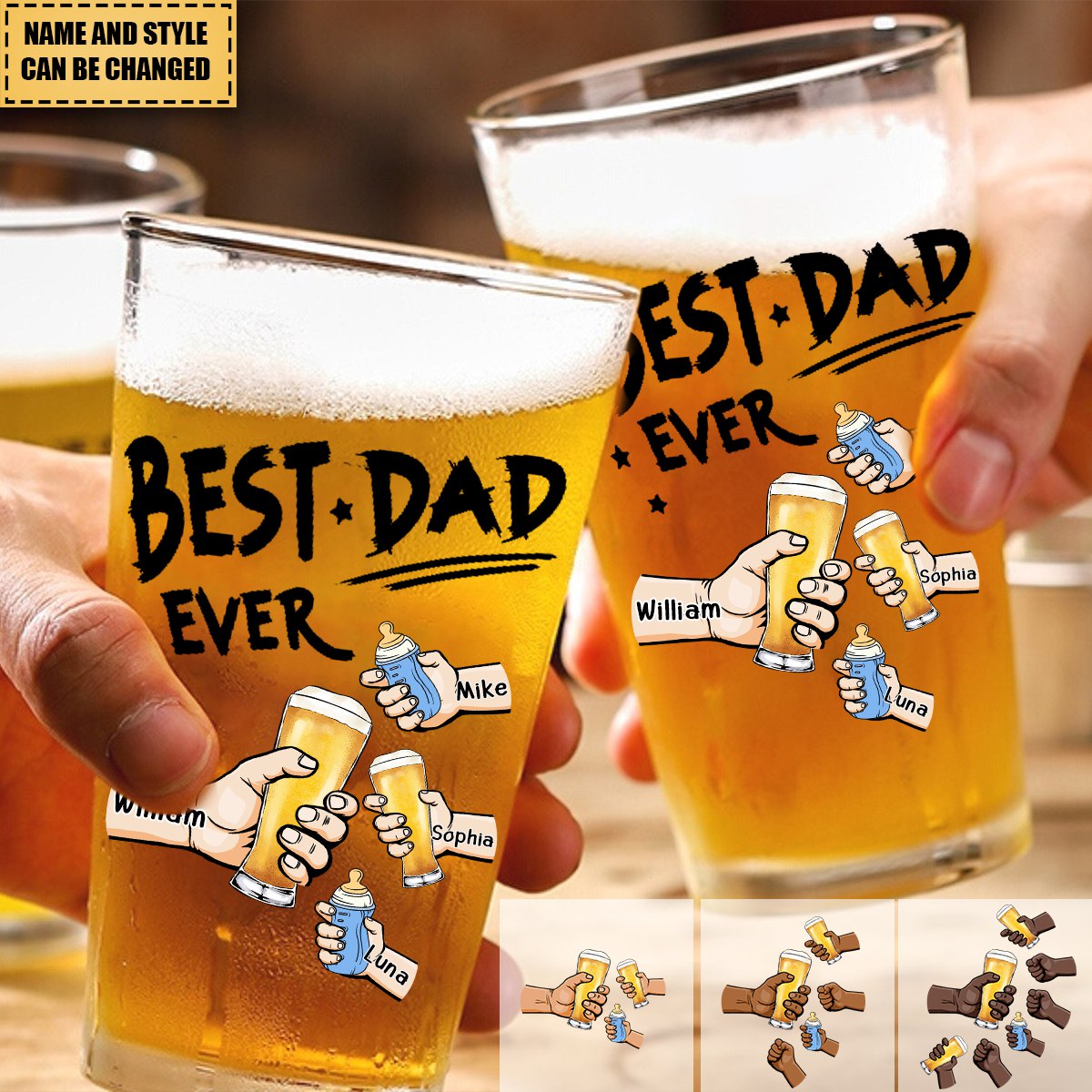 Best Dad Ever - Personalized Beer Glass