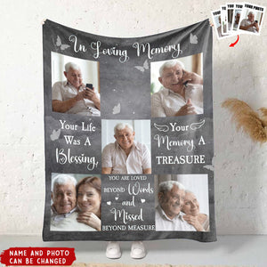 Your Life Was A Blessing In Loving Memory Of Loved Ones - Personalized Photo Blanket