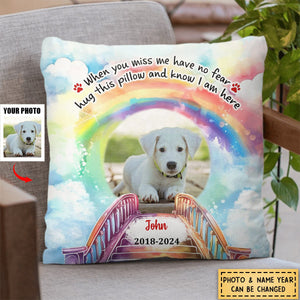 Gift For Dog Lover Pet Memo Rainbow Bridge Photo Upload Pillow