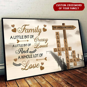 Family A Little Bit Of Crazy Crossword Puzzle Art Personalized Poster