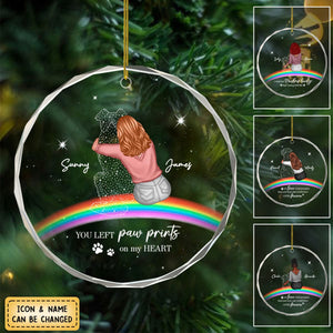 Rainbow Bridge Dog Memorial Pet Loss Keepsake Personalized Glass Ornament