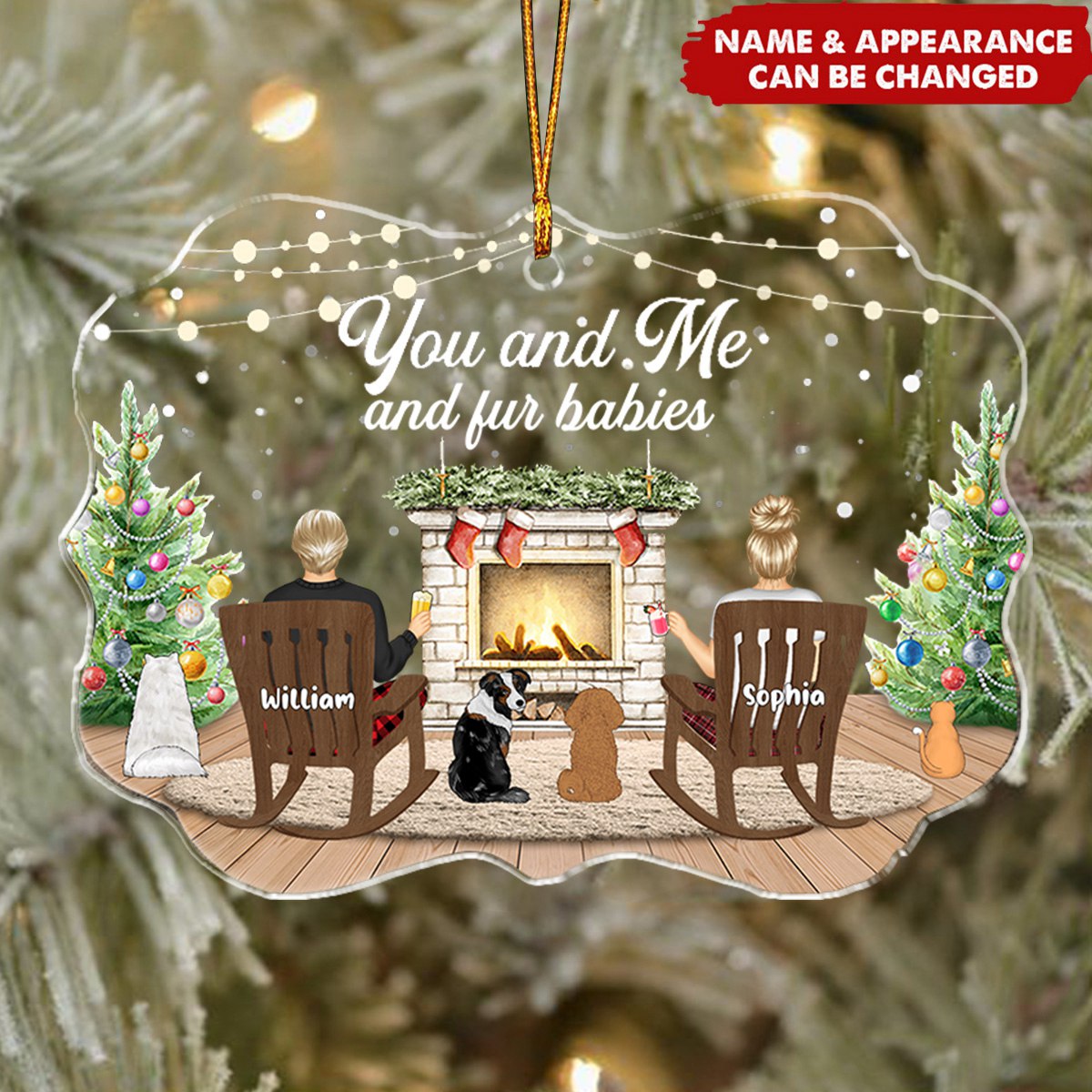 You And Me And The Dogs - Christmas Gift For Dog Lover - Personalized Medallion Acrylic Ornament