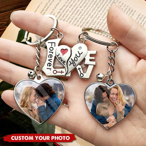 Couple Photo Heart Pendant Personalized Keychain, with Photo,Gift Idea for Anniversary Birthday Valentine's Day