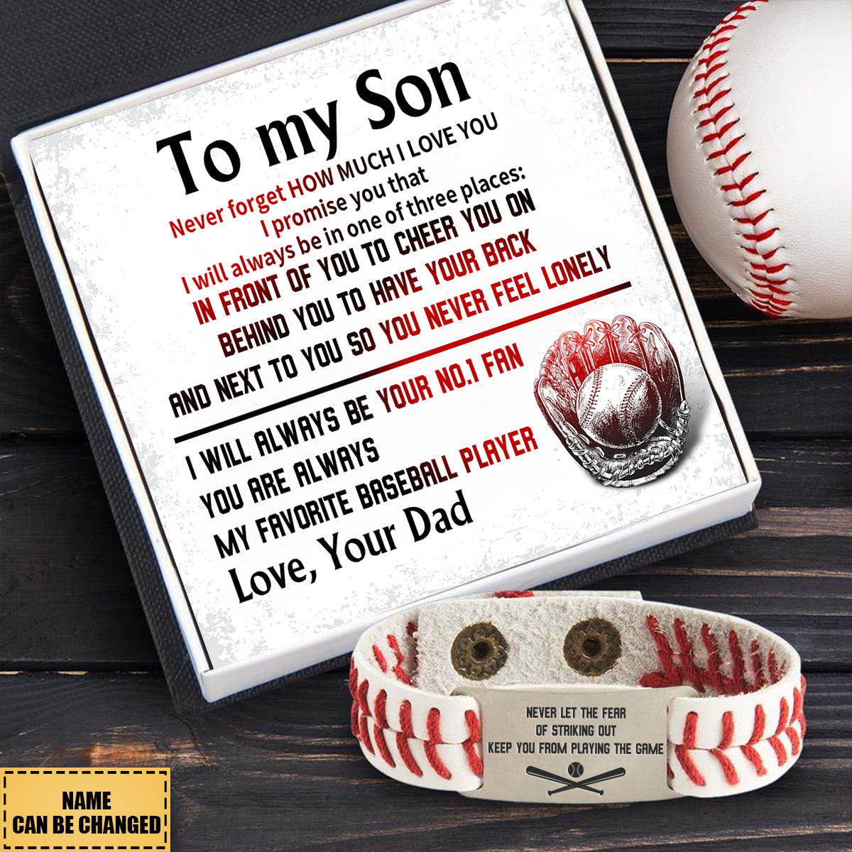 Personalized Baseball Bracelet - Baseball - To My Son - From Dad - How Much I Love You