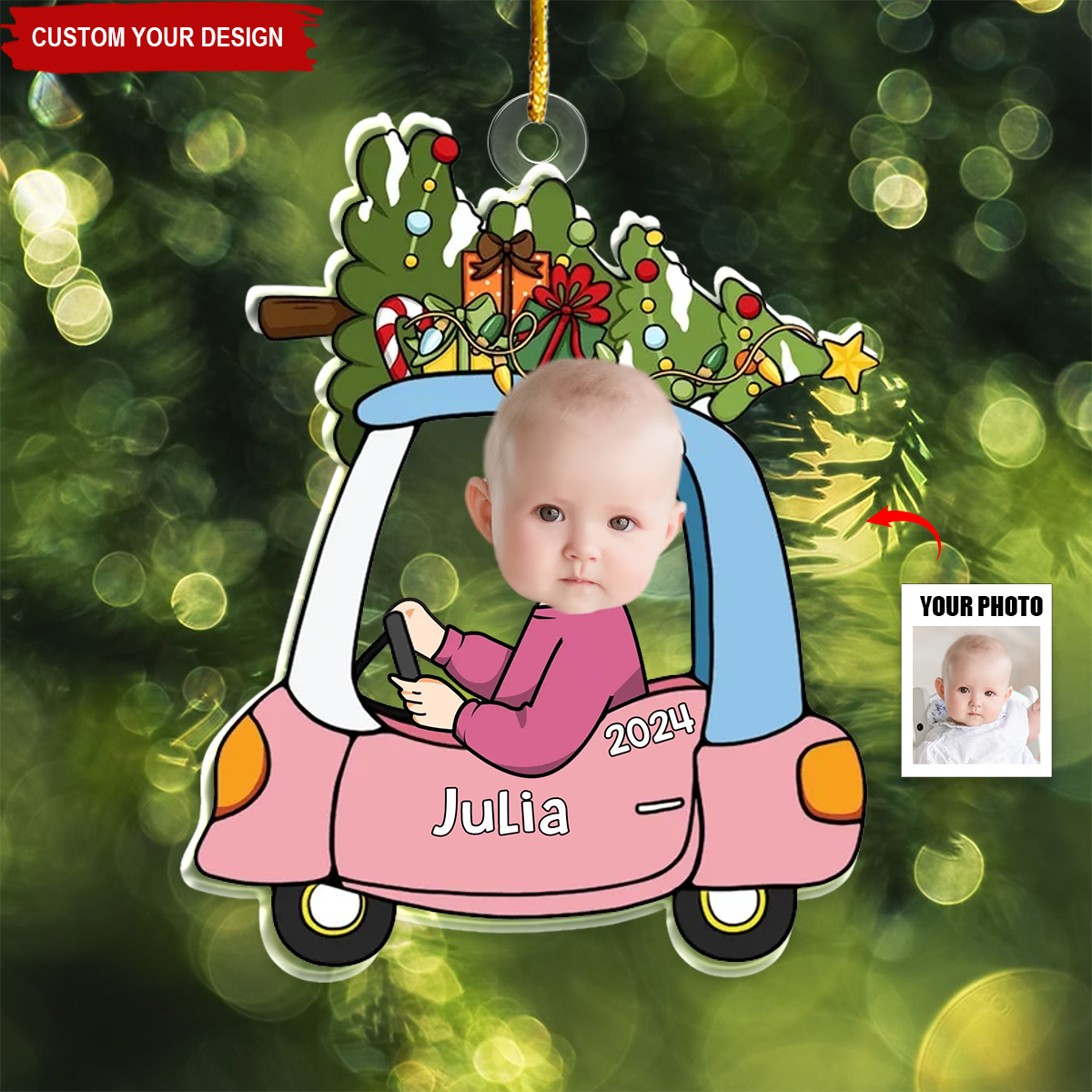 Christmas Baby In Car Personalized Acrylic Ornament