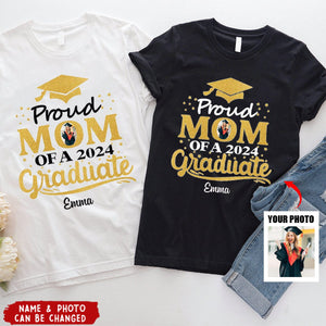 Personalized Glitter Proud Mom/Dad Of A 2024 Graduate T-Shirt