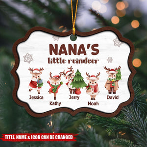 Grandma's Little Reindeers Cute Christmas - Personalized Wooden Ornament