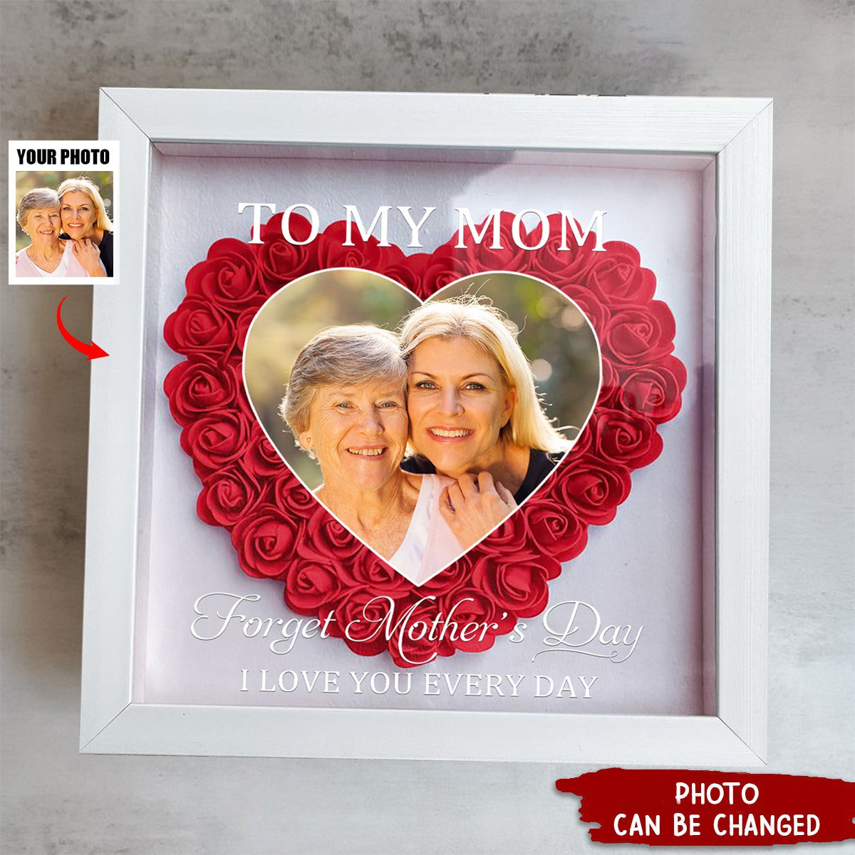 Mom Gift I Love You Every Day - Personalized Flower Shadow Box