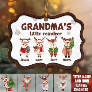 Grandma's Little Reindeers Cute Christmas - Personalized Wooden Ornament