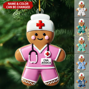 3D Effect Gingerbread Nurse Personalized Acrylic Ornament, Christmas Gift For Nurses