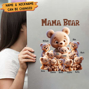 Cute Nana Bear With Little Bear Kids - Personalized Decal Sticker