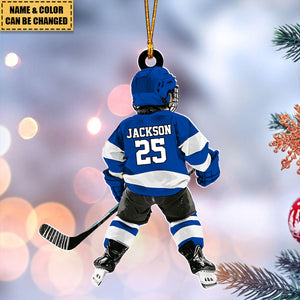 Personalized Kid Hockey Player Christmas Ornament, Gift For Hockey Lover