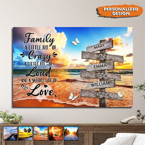 Family Canvas Wall Art - Personalized Canvas - Family A Little Bit Of Crazy