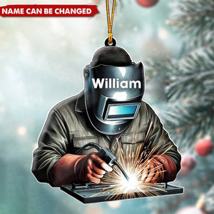 Personalized Welder Christmas Ornament – Custom Name Welding Ornament, Unique Gift for Welders and Metalworkers