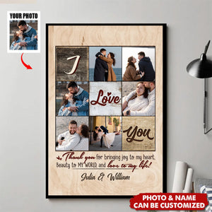 I Love You Personalized Photo Canvas, Romantic Valentines Gift