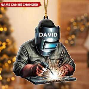 Personalized Welder Christmas Ornament – Custom Name Welding Ornament, Unique Gift for Welders and Metalworkers